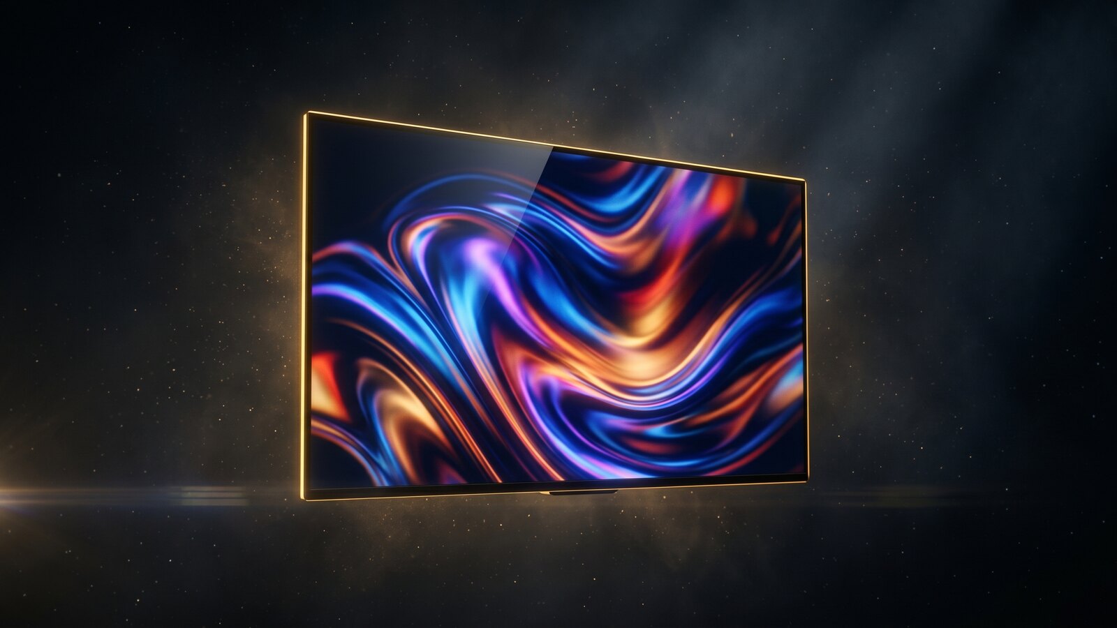 Smart TV premium exibindo conteúdo 4K HDR ao vivo numa sala escura